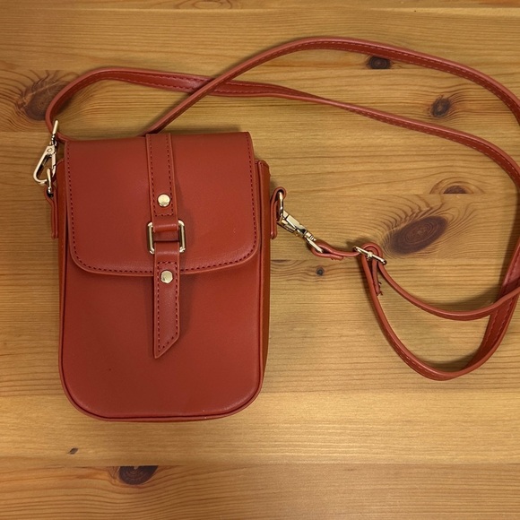 cleo Handbags - Cleo | Small Crossbody Phone Bag | Rust Red Mini Bag with Adjustable Strap
